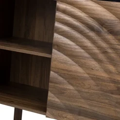 Cabinets & Sideboards-Kirkland's Home Wavy Wood 3-Door Sideboard Cabinet Brown