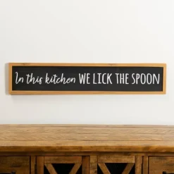 Wall Quotes & Signs-Kirkland's Home We Lick The Spoon Framed Wall Plaque Black/Brown