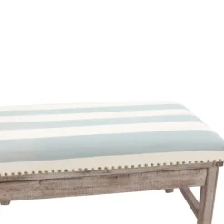 Benches & Ottomans-Kirkland's Home Weathered Blue And White Striped Bench Blue/White