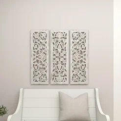 Wall Plaques-Kirkland's Home Weathered Gray Wood Panel Wall Plaques, Set Of 3 Gray/White