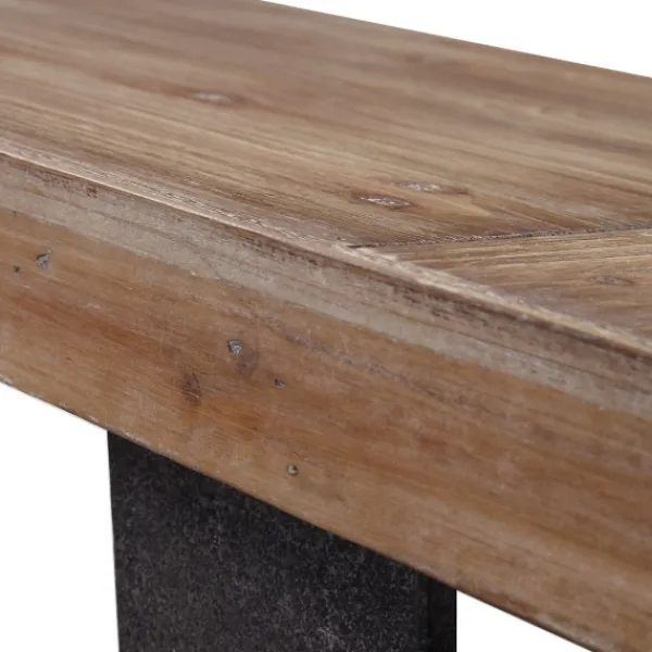 Console Tables-Kirkland's Home Weathered Oak And Metal Console Table Tan
