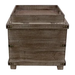 Benches & Ottomans-Kirkland's Home Weathered Square Seashell Storage Ottoman Tan/Blue