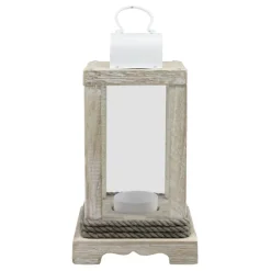 Lanterns-Kirkland's Home Weathered Wood And Metal Lantern White