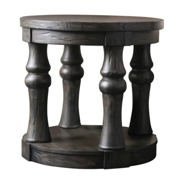 Accent & End Tables-Kirkland's Home Weathered Wood Open Column Accent Table Gray