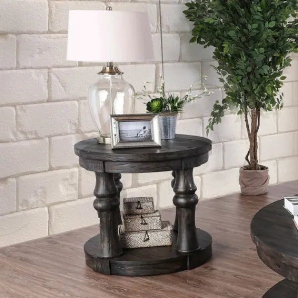 Accent & End Tables-Kirkland's Home Weathered Wood Open Column Accent Table Gray
