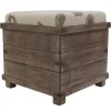 Benches & Ottomans-Kirkland's Home Weathered Wood Seashell Storage Ottoman Brownb/Tan