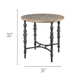 Accent & End Tables-Kirkland's Home Weathered Wood Top Rustic Metal Base Accent Table