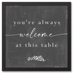Wall Quotes & Signs-Kirkland's Home Welcome At This Table Black Framed Canvas Print Black/Gray