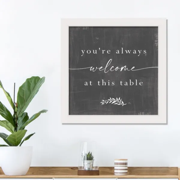 Wall Quotes & Signs-Kirkland's Home Welcome At This Table White Framed Canvas Print White/Gray