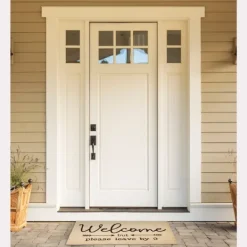 Doormats-Kirkland's Home Welcome But Leave By Nine Doormat Tan/Black