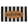 Doormats-Kirkland's Home Welcome Cabana Stripe Coir Doormat Tan/Black/White