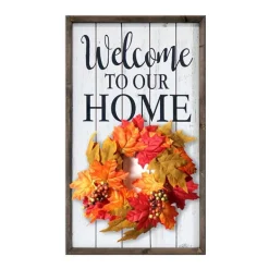 Wall Quotes & Signs-Kirkland's Home Welcome Interchangeable Wreath Wall Plaque White/Black