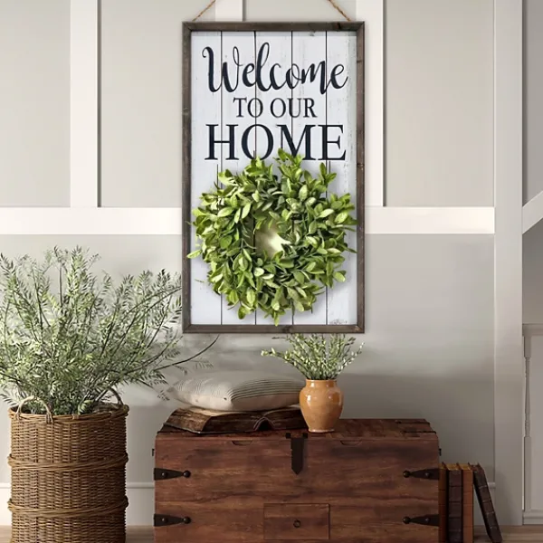 Wall Quotes & Signs-Kirkland's Home Welcome Interchangeable Wreath Wall Plaque White/Black