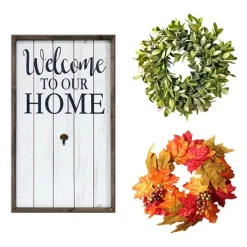 Wall Quotes & Signs-Kirkland's Home Welcome Interchangeable Wreath Wall Plaque White/Black