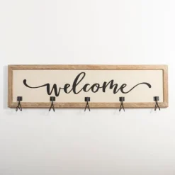 Hooks-Kirkland's Home Welcome Linen Framed Wall Hooks