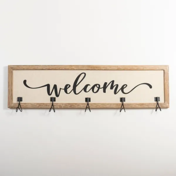 Hooks-Kirkland's Home Welcome Linen Framed Wall Hooks