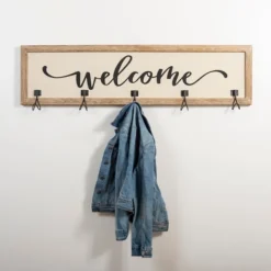 Hooks-Kirkland's Home Welcome Linen Framed Wall Hooks