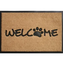 Doormats-Kirkland's Home Welcome Paw Doormat Tan/Black
