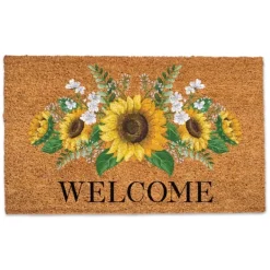 Doormats-Kirkland's Home Welcome Sunflower Mix Doormat Brown/Yellow