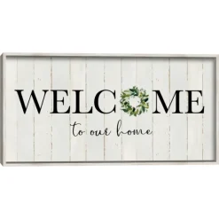 Wall Quotes & Signs-Kirkland's Home Welcome To Our Home Wreath Wall Plaque Ivory/Black