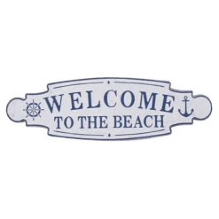Wall Quotes & Signs-Kirkland's Home Welcome To The Beach Metal Wall Plaque White/Blue