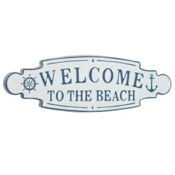 Wall Quotes & Signs-Kirkland's Home Welcome To The Beach Metal Wall Plaque White/Blue