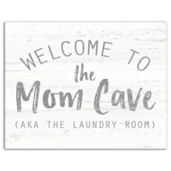 Wall Quotes & Signs-Kirkland's Home Welcome To The Mom Cave Canvas Art Print White/Gray