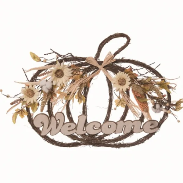 Wreaths-Kirkland's Home Welcome White Pumpkin Floral Wreath Brown/Ivory