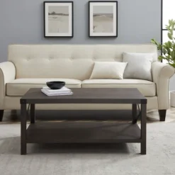 Coffee Tables-Kirkland's Home Wenge Brown X-Frame Coffee Table Gray/Brown/Black