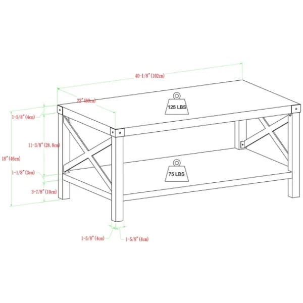 Coffee Tables-Kirkland's Home Wenge Brown X-Frame Coffee Table Gray/Brown/Black