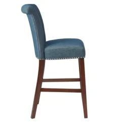 Bar Stools & Counter Height Stools-Kirkland's Home Wesley Tufted Bar Stool With Nailhead Trim Blue
