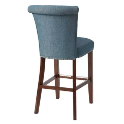 Bar Stools & Counter Height Stools-Kirkland's Home Wesley Tufted Bar Stool With Nailhead Trim Blue