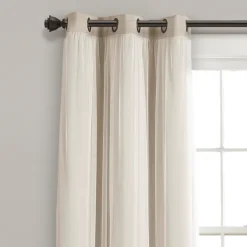 Curtains & Drapes-Kirkland's Home Wheat Curtain Panel Set With Overlay, 108 In. Ivory