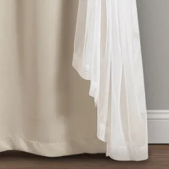 Curtains & Drapes-Kirkland's Home Wheat Curtain Panel Set With Overlay, 108 In. Ivory