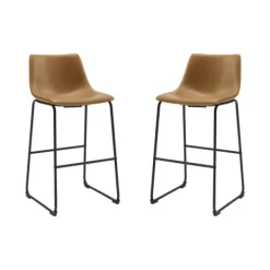 Bar Stools & Counter Height Stools-Kirkland's Home Whiskey Faux Leather Bar Stools, Set Of 2 Brown