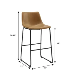 Bar Stools & Counter Height Stools-Kirkland's Home Whiskey Faux Leather Bar Stools, Set Of 2 Brown