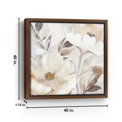 Framed Art-Kirkland's Home Whisper White Florals Framed Canvas Art Print White/Brown/Gold