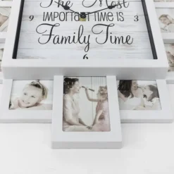 Clocks-Kirkland's Home White 12 Photo Frame Collage Family Time Clock