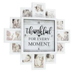 Clocks-Kirkland's Home White 12 Photo Frame Collage Thankful Clock