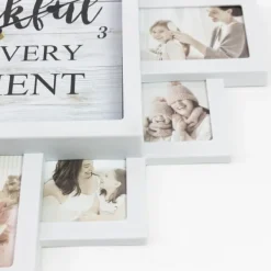 Clocks-Kirkland's Home White 12 Photo Frame Collage Thankful Clock
