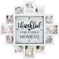 Clocks-Kirkland's Home White 12 Photo Frame Collage Thankful Clock