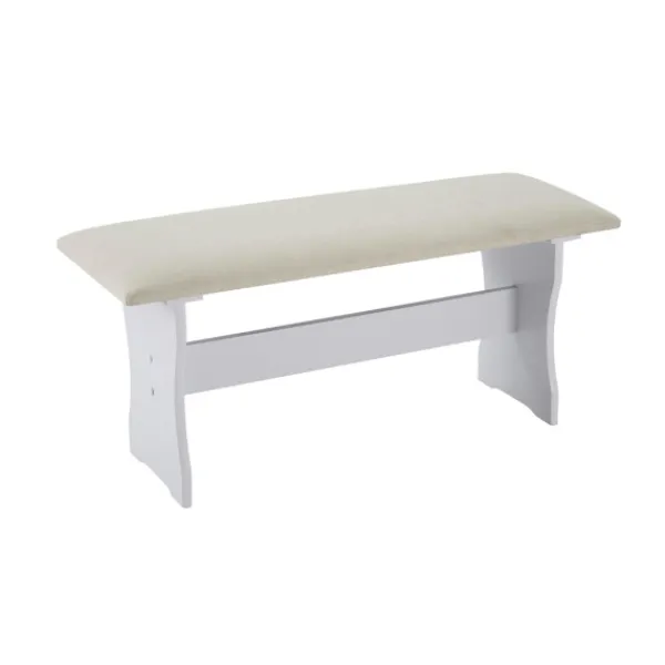 Dining Sets-Kirkland's Home White And Beige Upholstered 3-Pc Dining Nook Set Tan