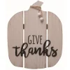 Statues & Figurines-Kirkland's Home White And Black Give Thanks Slatted Wood Pumpkin White/Black