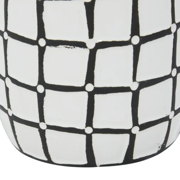 Vases-Kirkland's Home White And Black Line Ceramic Vases, Set Of 2 White/Black
