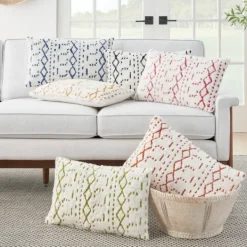 Pillows-Kirkland's Home White And Black Tufted Geo Lumbar Pillow White/Black