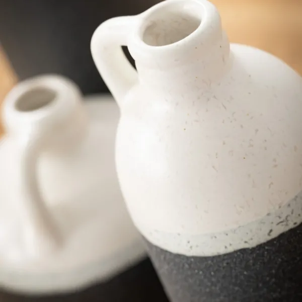 Vases-Kirkland's Home White And Black Two-Toned Ceramic Vases, Set Of 3 Black/White