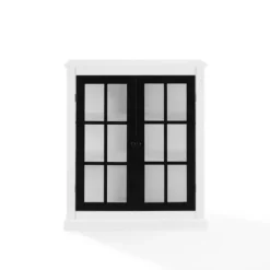 Cabinets & Sideboards-Kirkland's Home White And Black Windowpane Doors Cabinet White/Black