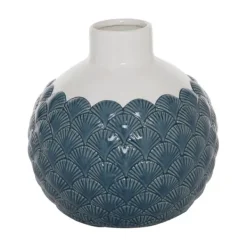 Vases-Kirkland's Home White And Blue Coastal Ceramic Vase, 8 In. White/Blue