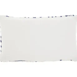 Pillows-Kirkland's Home White And Blue Tufted Geo Lumbar Pillow White/Blue