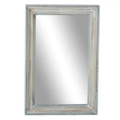 Framed Mirrors-Kirkland's Home White And Blue Wood Frame Mirror, 32X48 In.